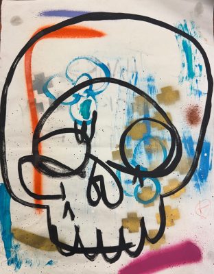 Christo Skull #1 (Original Painting / Watercolor on Paper by Christopher James Whitaker / ChristoArt)